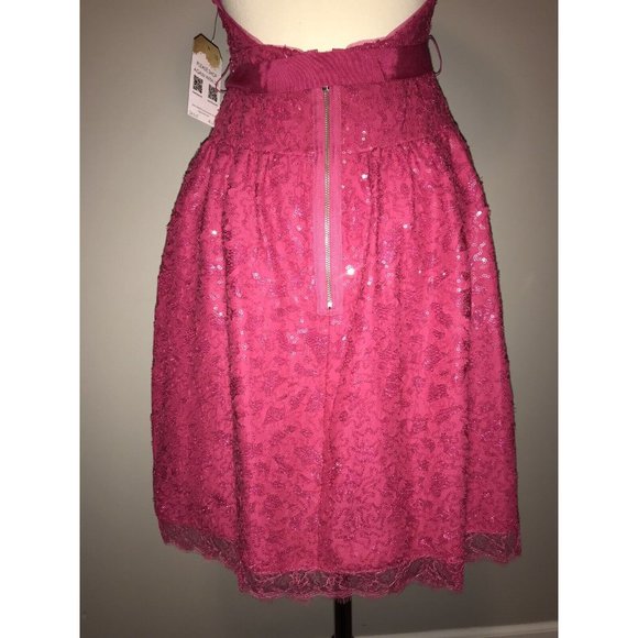 BCBG Max Azria "Katrina" Dark Pink Sequin Lace A-Line Dress, Size 2 NWT! $348 - Picture 10 of 10